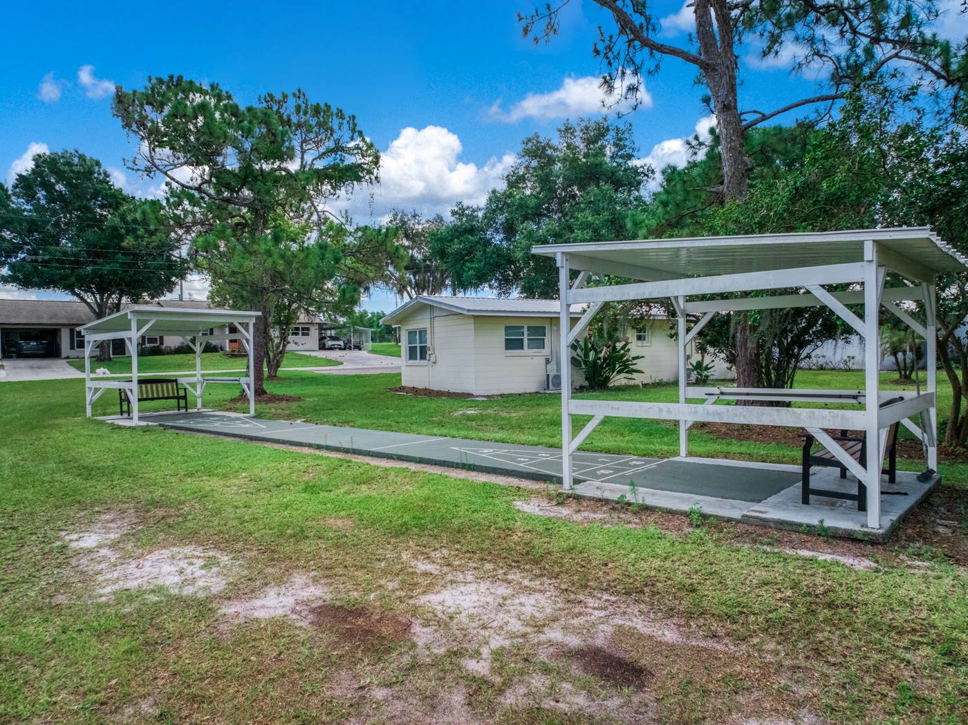 Covered shuffleboard courts